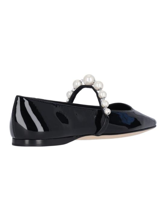 25SS 지미추 플랫 슈즈 ADE FLAT QOSBLACK WHITE Black - JIMMY CHOO