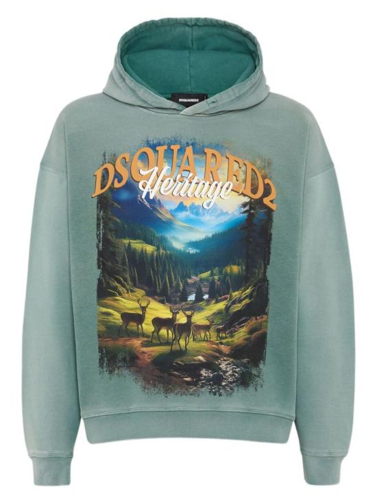 25FW 디스퀘어드2 후드 티셔츠 S74GU0882 S25030 608 VERT AMANDE