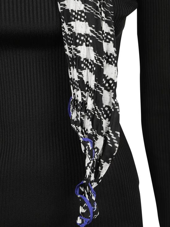  버버리 스카프 리브 니트 스웨터  8081169 A1189 Black - BURBERRY