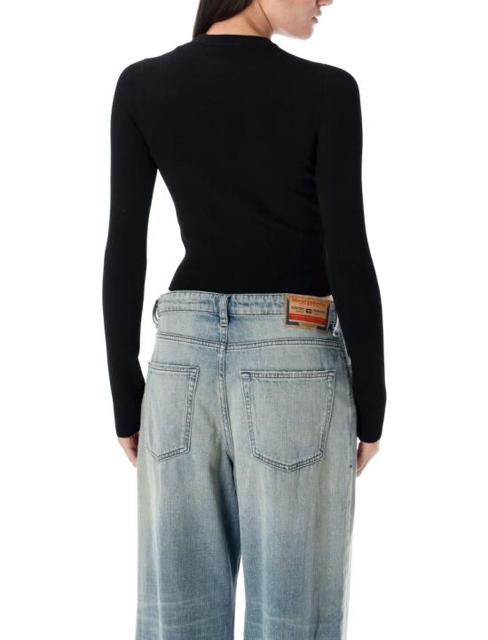 25FW 디젤 M-발라리 오발 D 립 니트 비스코스 블렌드 긴팔 티셔츠 A153280DLAX Black - DIESEL