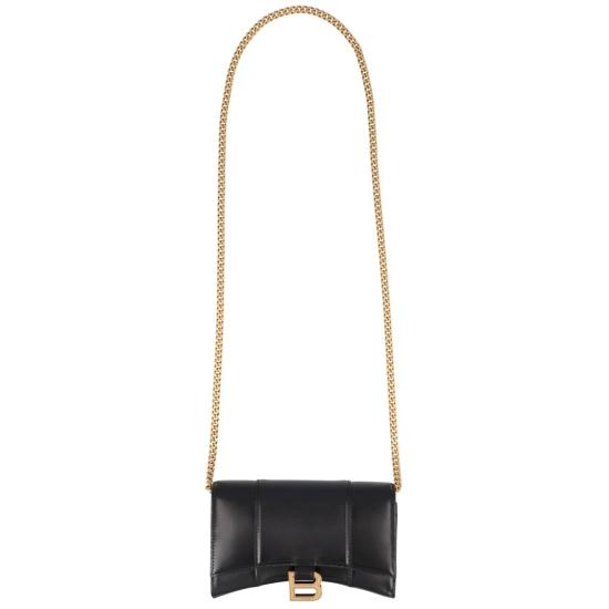  발렌시아가 샤이니 박스 카프스킨 아워글래스 체인 지갑 6560501QJ4M1000 Black - BALENCIAGA