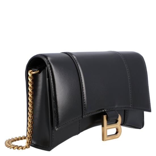  발렌시아가 샤이니 박스 카프스킨 아워글래스 체인 지갑 6560501QJ4M1000 Black - BALENCIAGA