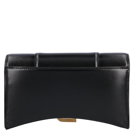  발렌시아가 샤이니 박스 카프스킨 아워글래스 체인 지갑 6560501QJ4M1000 Black - BALENCIAGA