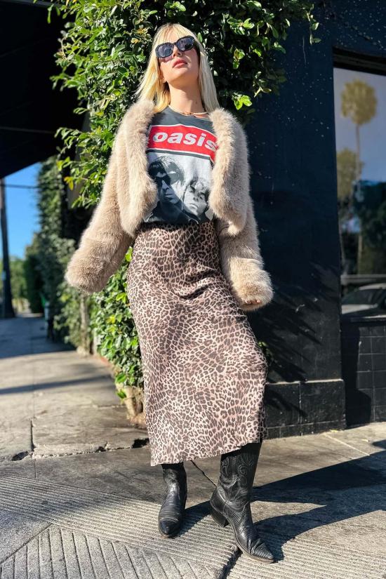  Z Supply 롱 스커트 이자벨 레오파드 스커트 데저트 탄 - OTHER BRANDS