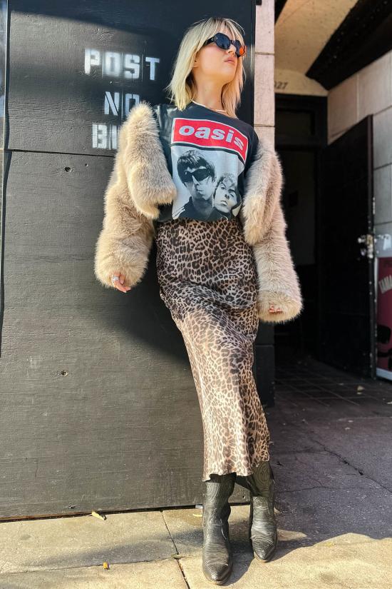  Z Supply 롱 스커트 이자벨 레오파드 스커트 데저트 탄 - OTHER BRANDS