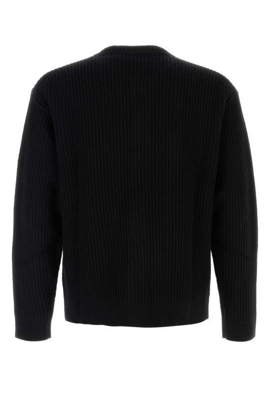 25FW 메종키츠네 폭스 헤드 울 립드 가디건 PM00508KT1149 P199 BLACK - MAISON KITSUNE