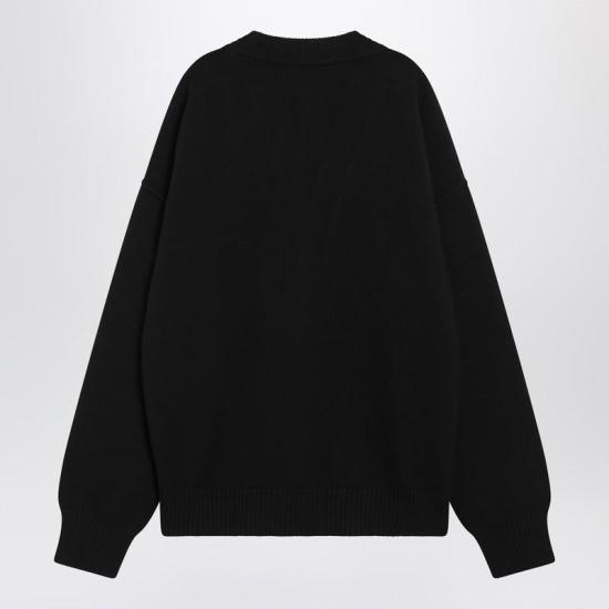 25FW 아미 하트 로고 인타르시아 V넥 가디건 UKC367U018 R AMI 009 Black - AMI