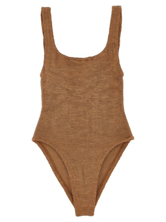 25FW 훈자 지 비치웨어 SQUARENECKSWIMMETALLICCOCOA Brown