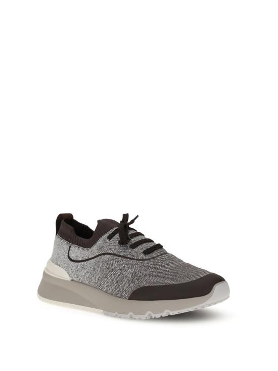 25FW 브루넬로 쿠치넬리 히트 본디드 디테일 테크노 코튼 니트 러너 스니커즈 MZUEHRO342 CIZ16 GREY - BRUNELLO CUCINELLI