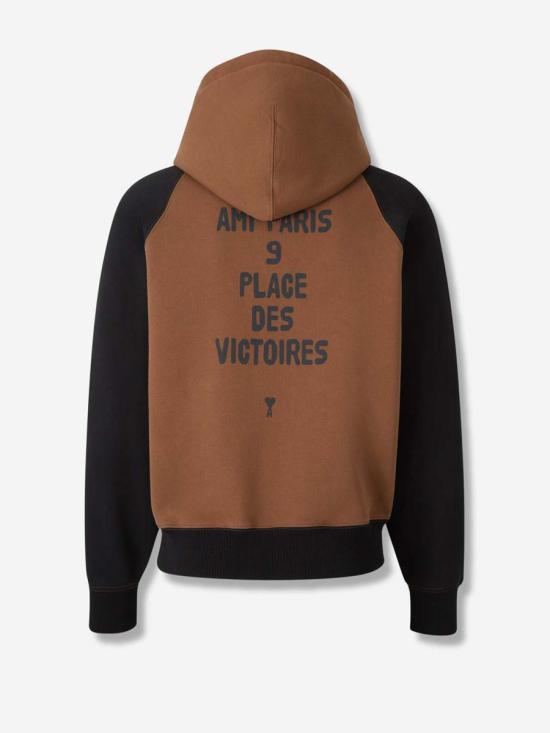 25FW 아미 ADC 로고 자수 레글런 후디 HSW768 747 2162HAZELNUT BLACK BROWN - AMI