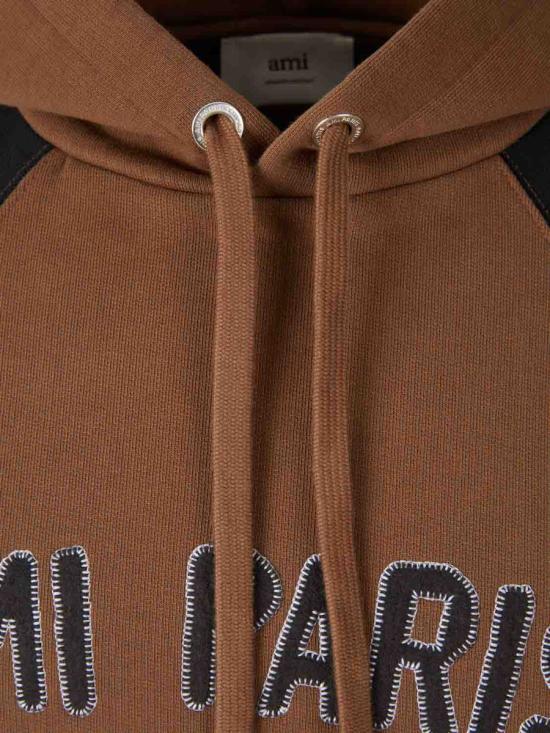 25FW 아미 ADC 로고 자수 레글런 후디 HSW768 747 2162HAZELNUT BLACK BROWN - AMI