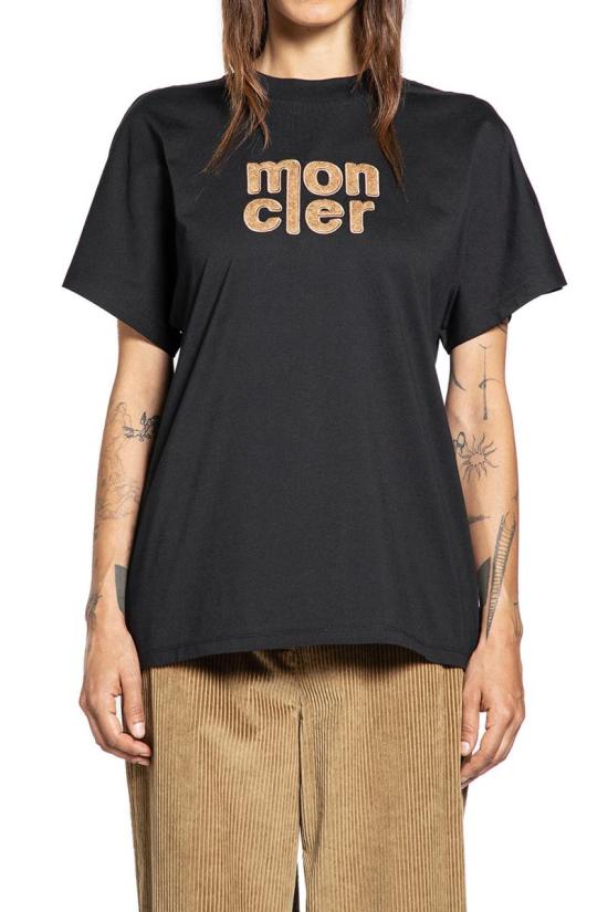 25FW 몽클레어 테디 로고 코튼 티셔츠  8C0002889AUO 999 Black