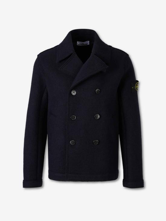 25FW 스톤 아일랜드 펠티드 RWS 울 더블 브레스티드 피 코트  K2S155100059S0IN1 V0020NAVY BLUE MIDNIGHT BLUE