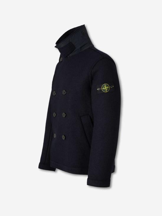 25FW 스톤 아일랜드 펠티드 RWS 울 더블 브레스티드 피 코트  K2S155100059S0IN1 V0020NAVY BLUE MIDNIGHT BLUE - STONE ISLAND