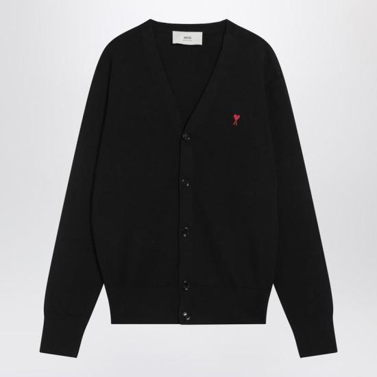 25FW 아미 ADC 울 V넥 가디건 HKC361001 R AMI 009 Black