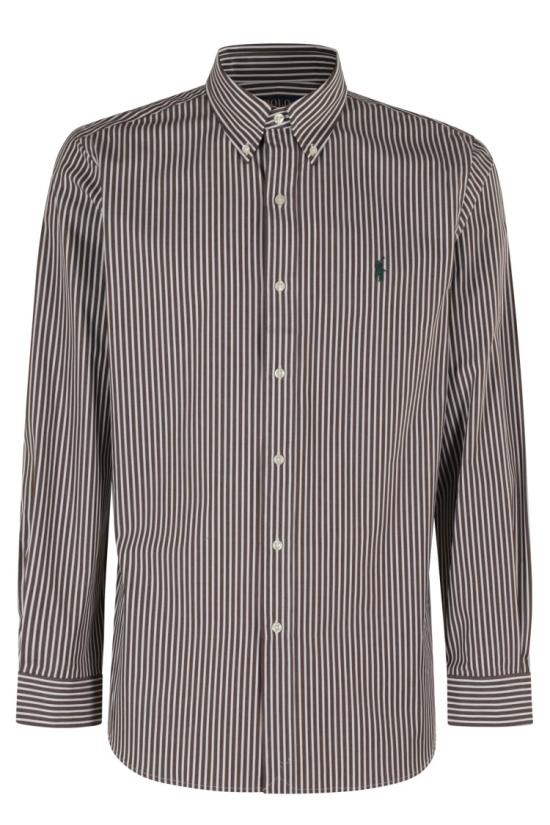 25FW 폴로 랄프로렌 커스텀핏 코튼 포플린 스트라이프 셔츠 710929346 097 Grey