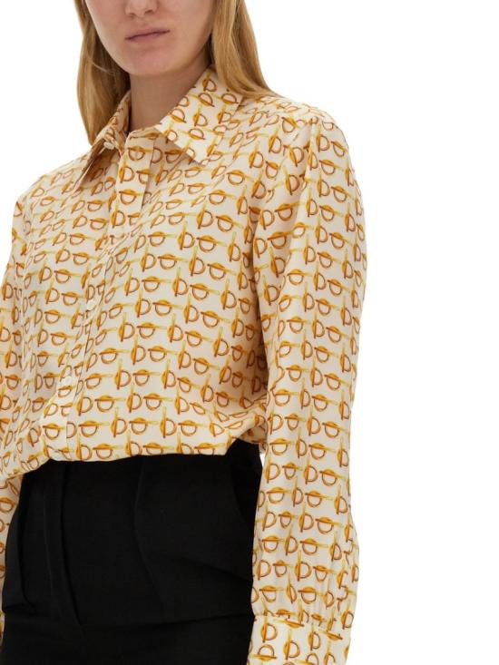  버버리 B 실크 셔츠 8090731 B9555 Neutrals - BURBERRY