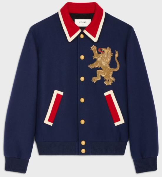 25SS 셀린느 울 플란넬 라이언 테디 자켓 RV0KC239D 07RB ROYAL BLUE