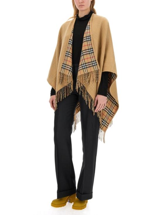  버버리 체크 울 리버시블 케이프 8071673 A7026 Brown - BURBERRY
