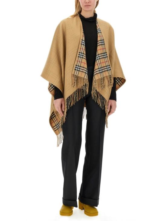  버버리 체크 울 리버시블 케이프 8071673 A7026 Brown - BURBERRY