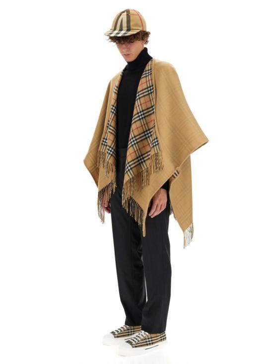  버버리 체크 울 리버시블 케이프 8071673 A7026 Brown - BURBERRY