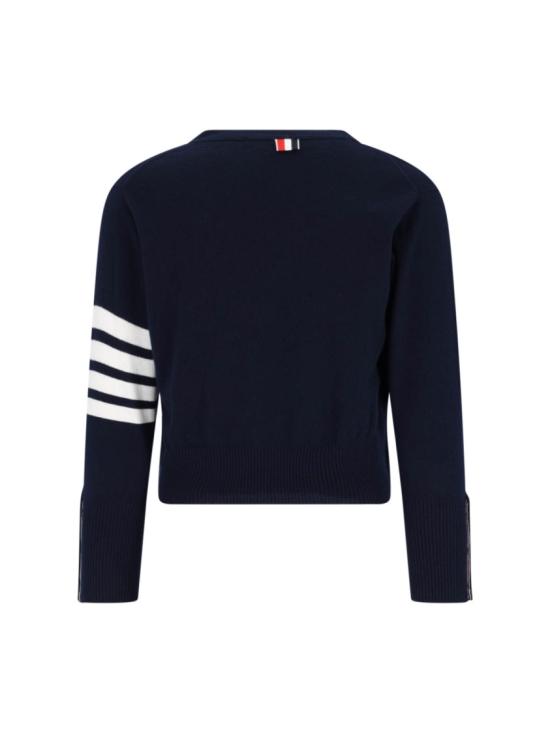 25FW 톰브라운 캐시미어 4바 숏 브이넥 가디건 MKCS01A 00011415 Blue - THOM BROWNE