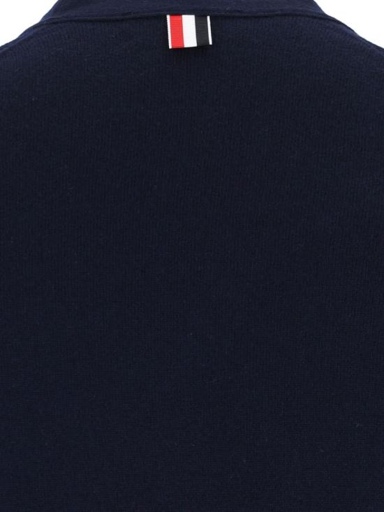 25FW 톰브라운 캐시미어 4바 숏 브이넥 가디건 MKCS01A 00011415 Blue - THOM BROWNE
