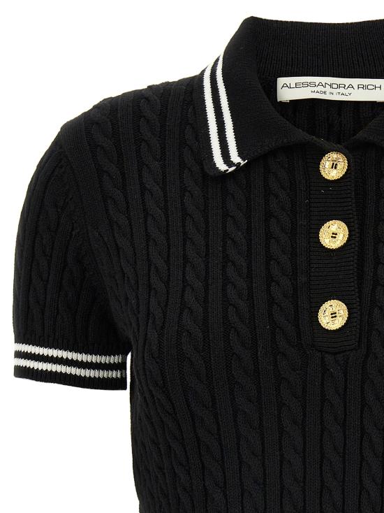 25SS 알레산드라리치 폴로 티셔츠 FABX4080K42640091 White Black - ALESSANDRA RICH