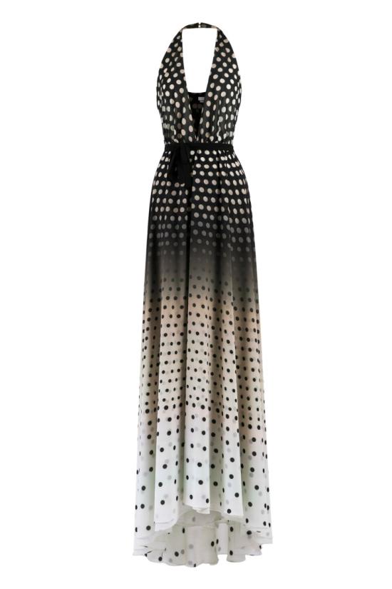  사이드 코베이시 롱 원피스 그라데이션 프린트 드레스