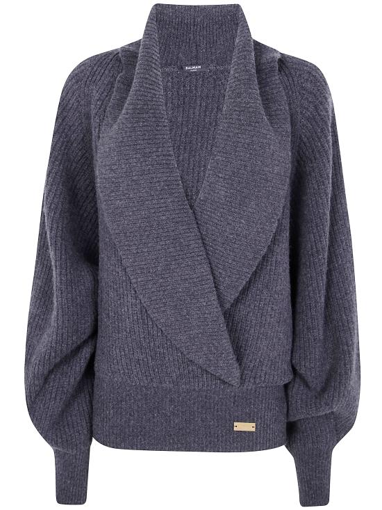 25FW 발망 스웨터 FF0KJ050KJ22 9DH DARK INK GREY - BALMAIN