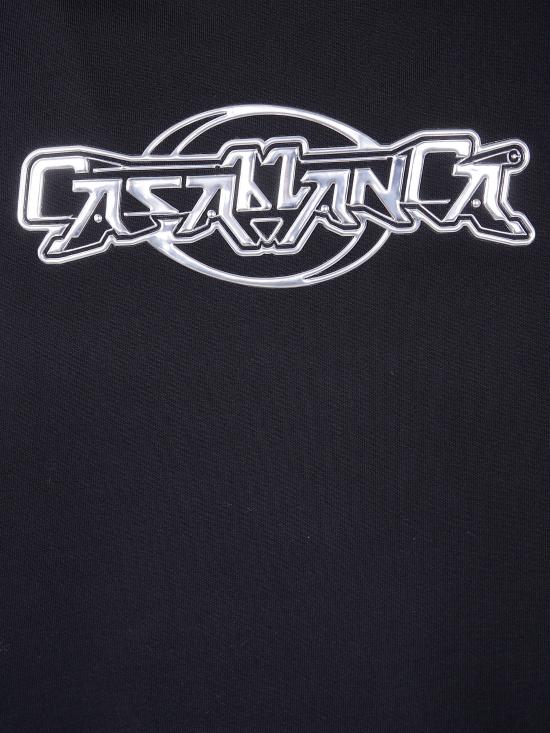 25FW 카사블랑카 후드 티셔츠 M AW25 JTP 408 02 BLACK LOOPBACK - CASABLANCA