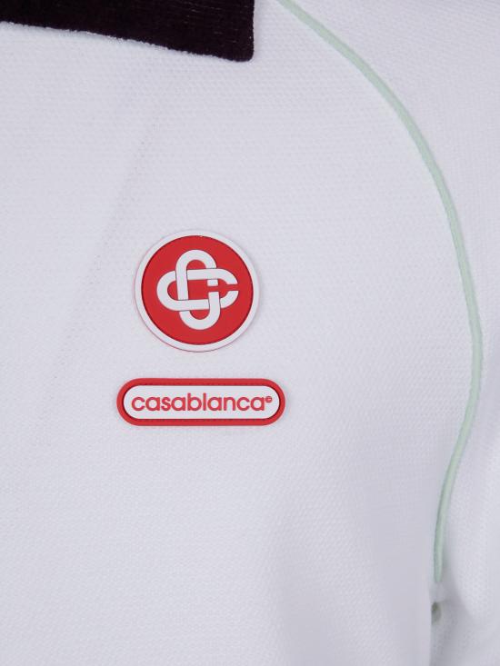 25FW 카사블랑카 폴로 티셔츠 M AW25 JTP 435 01 BRIGHT WHITE - CASABLANCA