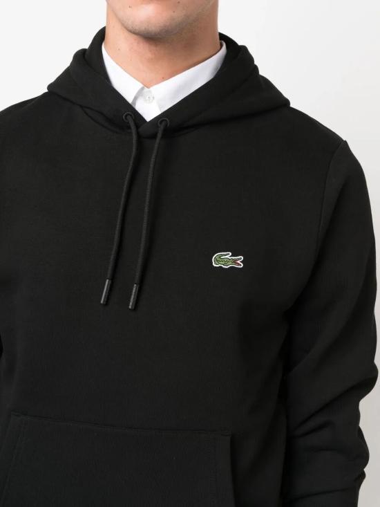 25FW 라코스테 오가닉 코튼 후드 티셔츠 SH9623 031 BLACK - LACOSTE