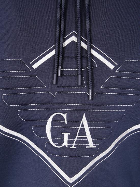 25FW 엠포리오 아르마니 후드 티셔츠 EM002882 AF18339 MB367 EAGLE LOGO PRINT BLUE - EMPORIO ARMANI