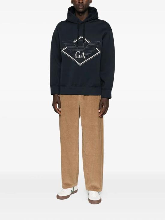 25FW 엠포리오 아르마니 후드 티셔츠 EM002882 AF18339 MB367 EAGLE LOGO PRINT BLUE - EMPORIO ARMANI