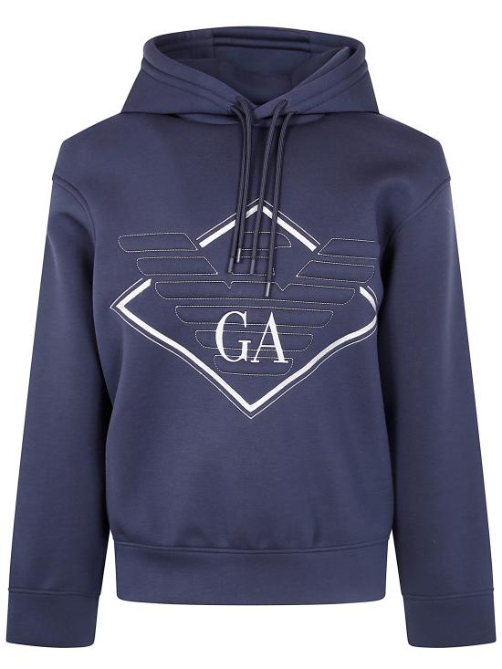25FW 엠포리오 아르마니 후드 티셔츠 EM002882 AF18339 MB367 EAGLE LOGO PRINT BLUE - EMPORIO ARMANI