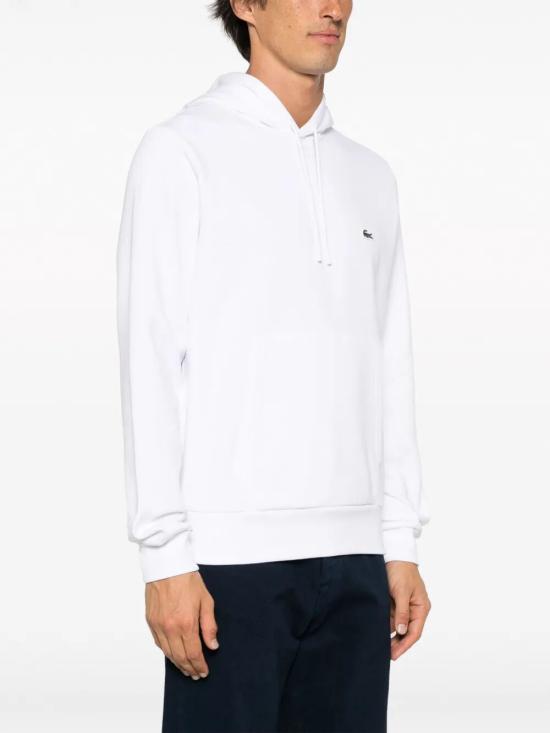 25FW 라코스테 오가닉 코튼 후드 티셔츠 SH9623 001 WHITE - LACOSTE