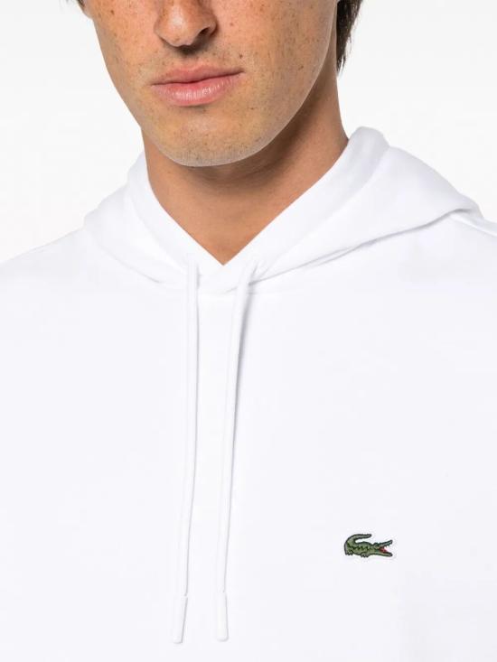 25FW 라코스테 오가닉 코튼 후드 티셔츠 SH9623 001 WHITE - LACOSTE