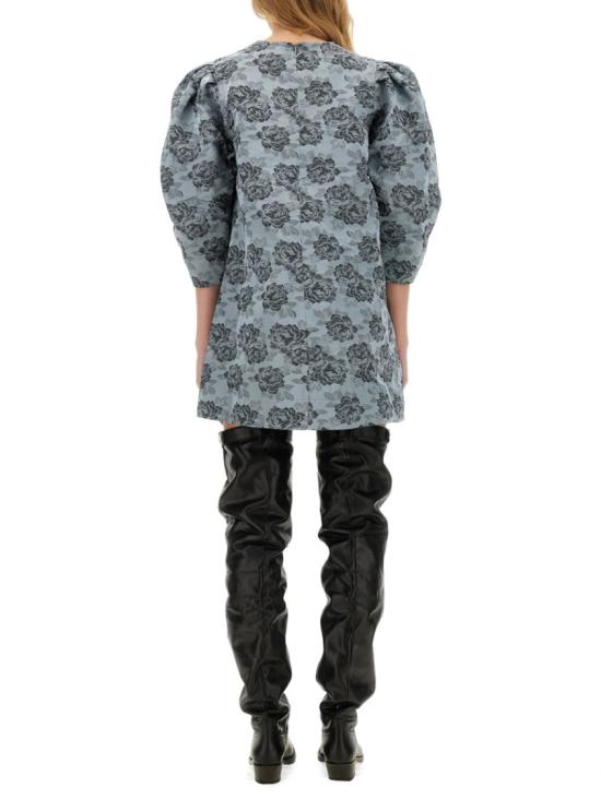 25SS 가니 보타니컬 자카드 A라인 미니 원피스 W0040 628 Blue - GANNI