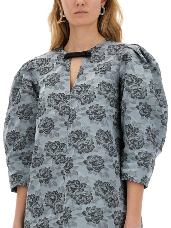 25SS 가니 보타니컬 자카드 A라인 미니 원피스 W0040 628 Blue - GANNI