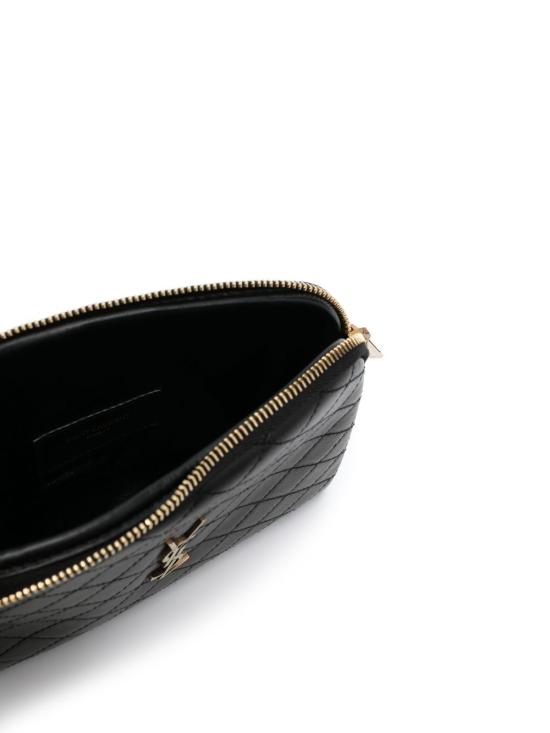 26SS 생로랑 퀼티드 램스킨 가비 지퍼 파우치 7336671EL071000 Black - SAINT LAURENT