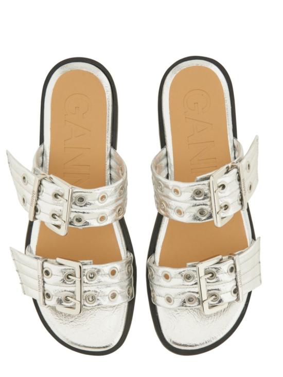  가니 페미닌 버클 투 스트랩 샌들 S2666 018 Silver - GANNI