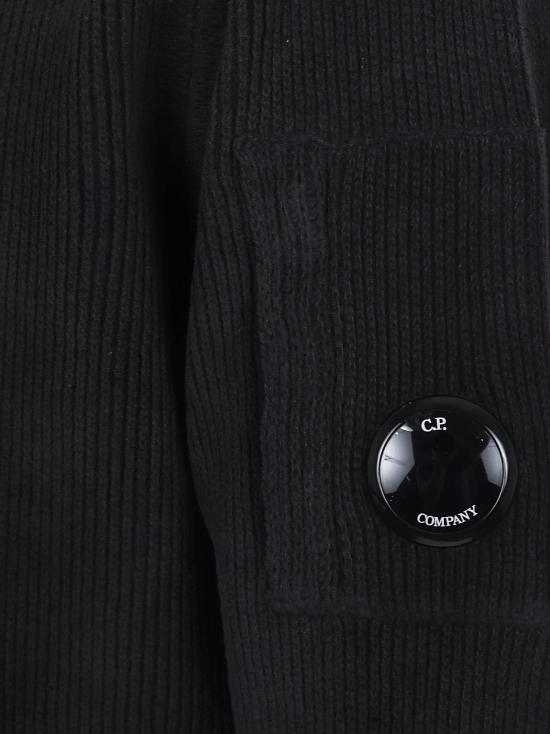 25FW 씨피 컴퍼니 코튼 셔닐 크루넥 스웨터 19CMKN017A 005558G 999 BLACK - C.P. COMPANY