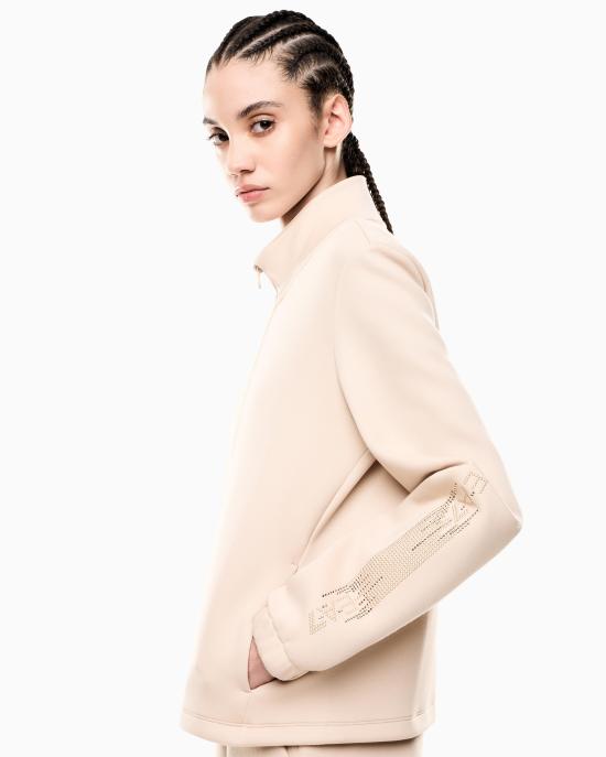 25FW 엠포리오 아르마니 로고 시리즈 코튼 블렌드 집업 스웨트셔츠 7W000523 AF13151 U1046 Beige - EMPORIO ARMANI