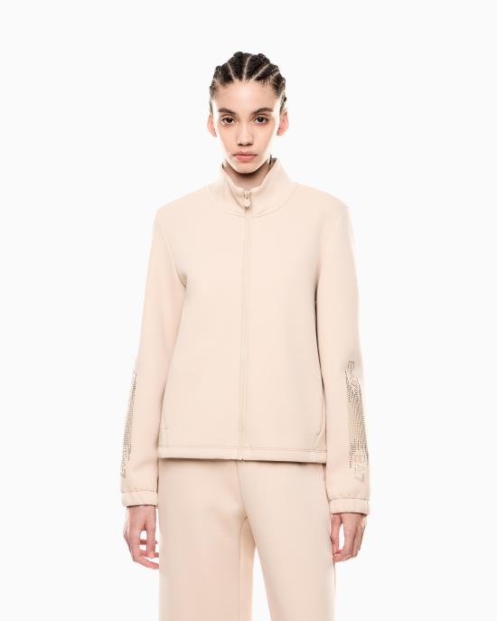 25FW 엠포리오 아르마니 로고 시리즈 코튼 블렌드 집업 스웨트셔츠 7W000523 AF13151 U1046 Beige - EMPORIO ARMANI