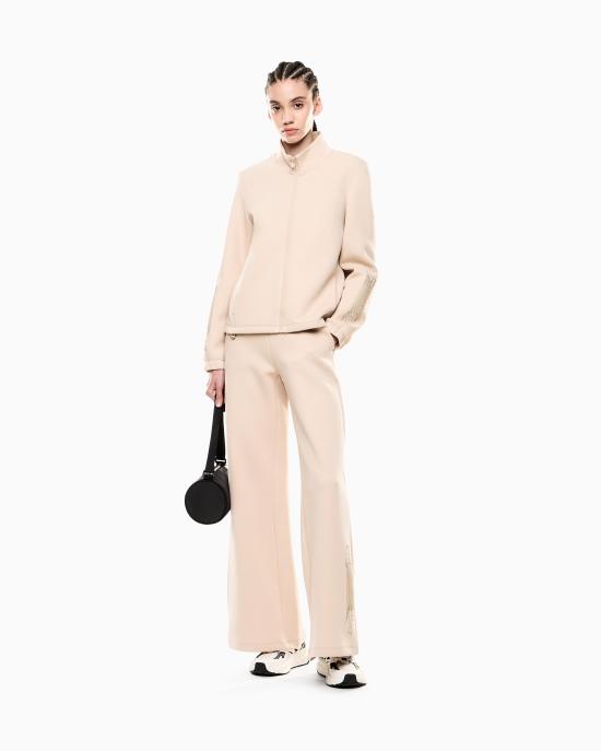 25FW 엠포리오 아르마니 로고 시리즈 코튼 블렌드 와이드 트라우저 7W000526 AF13151 U1046 Beige - EMPORIO ARMANI