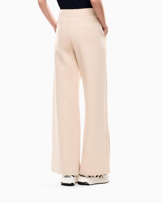 25FW 엠포리오 아르마니 로고 시리즈 코튼 블렌드 와이드 트라우저 7W000526 AF13151 U1046 Beige - EMPORIO ARMANI