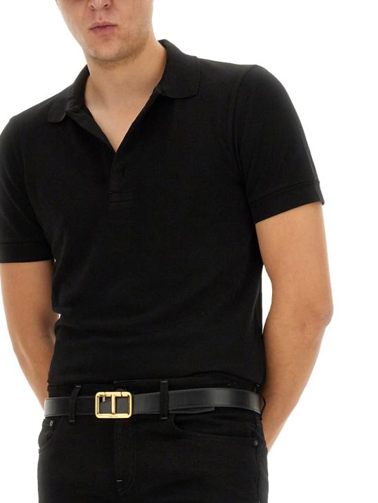 25SS 톰포드 폴로 티셔츠 JPS011 JMT009S25LB999 BLACK - TOMFORD