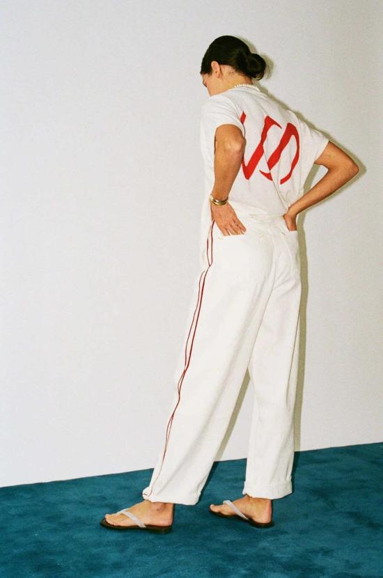  제임스 스트리트 코 데님 팬츠 . 핀스트라이프 트랙 팬츠 - JAMES STREET CO.