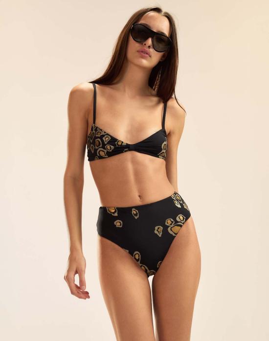  신시아 로리 비키니 수영복 신시아 로울리 아말피 하이웨이스트 비키니 바텀 블랙/골드 - CYNTHIA ROWLEY